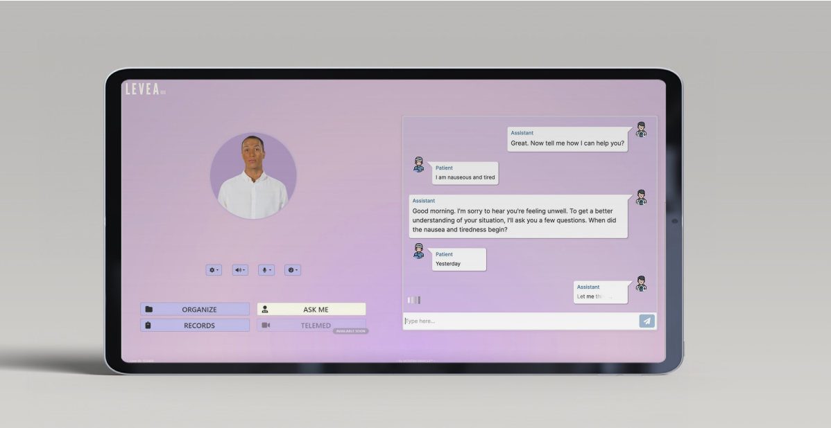 mockuo of a tablet showing the healthbot
